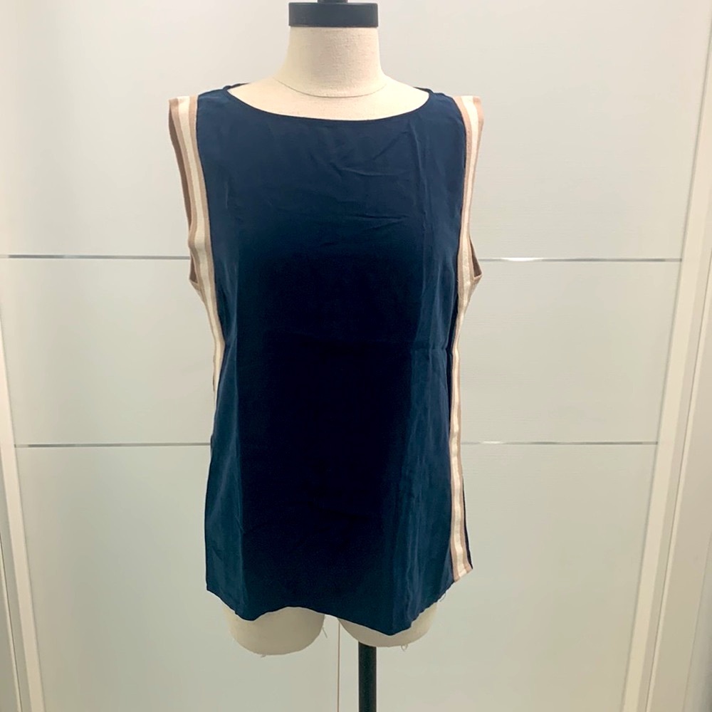 Zara NWT Basic Z1975 Denim Navy Tencel Top Size M